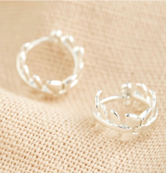 Fern Leaf Huggie Earrings