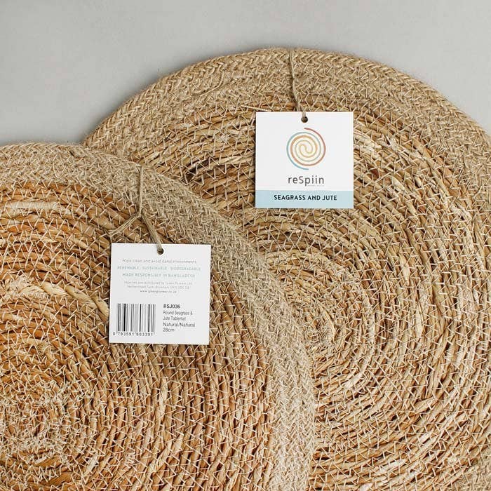 Set of 6 Seagrass & Jute Tablemats - Natural/Natural