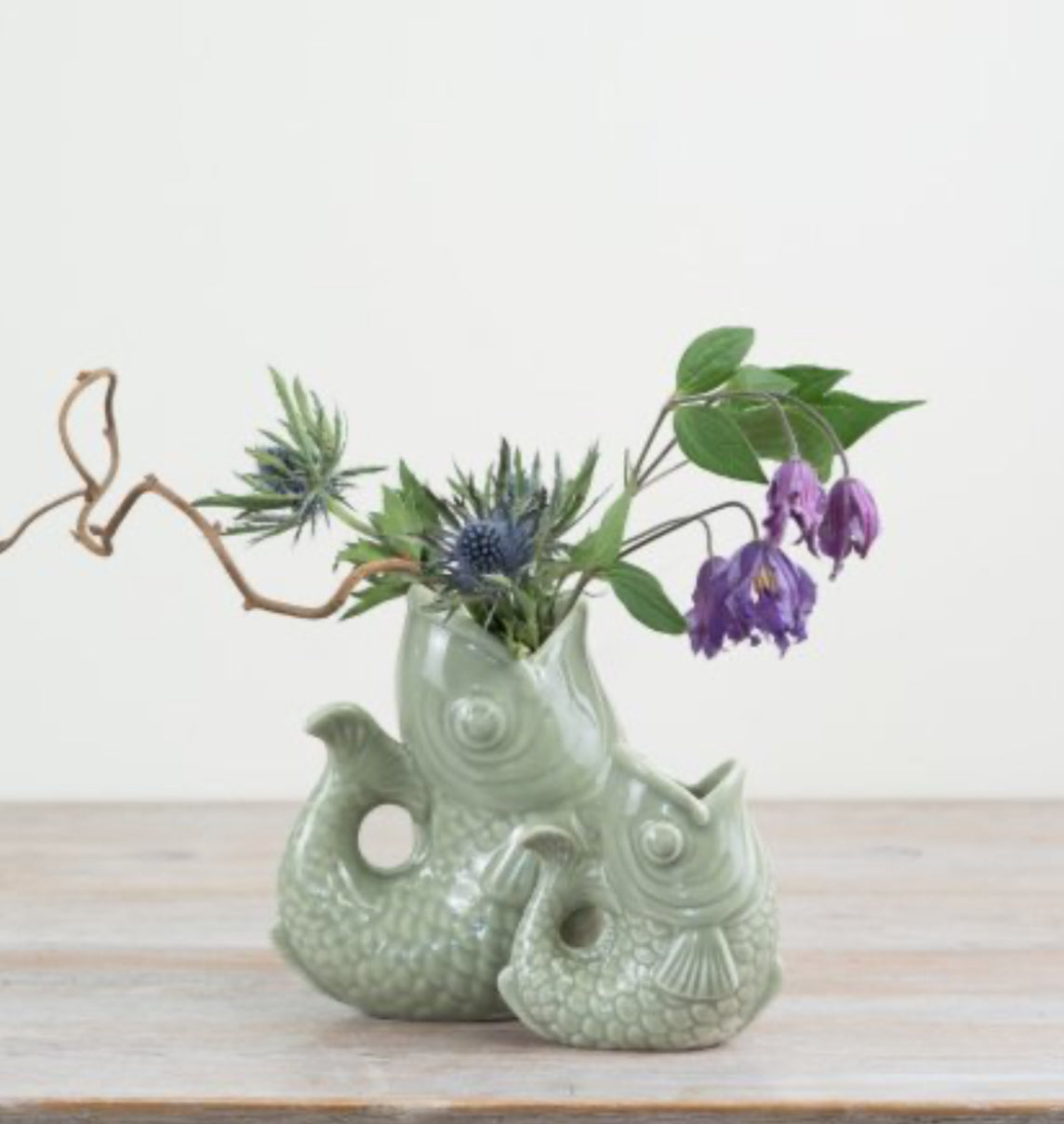Sage Green Fish Vase /Jug 24cm