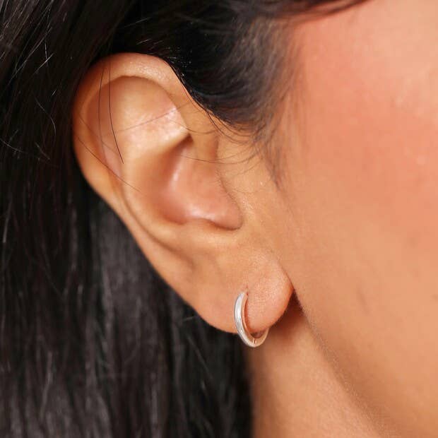 Sterling Silver Slim Huggie Hoop Earrings