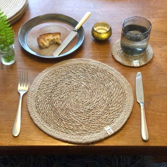 Set of 6 Seagrass & Jute Tablemats - Natural/Natural
