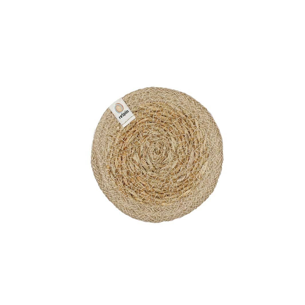 Set of 6 Seagrass & Jute Coasters - Natural/Natural