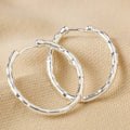 Textured Hoop Earrings:Silver