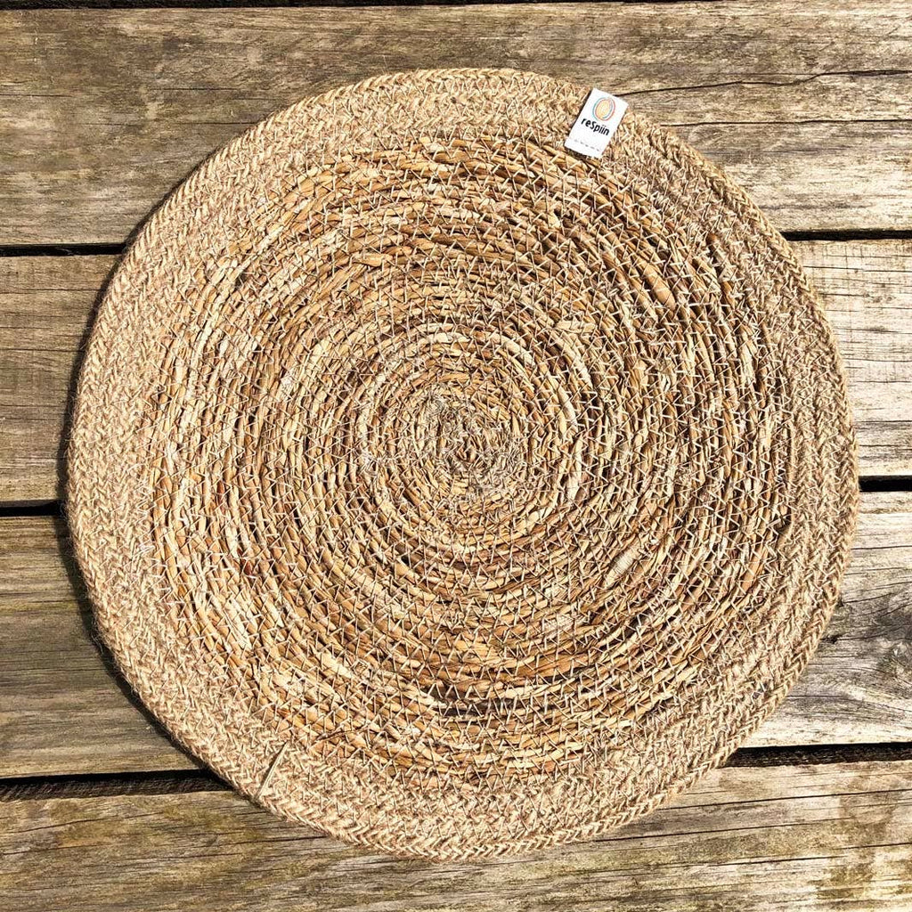 Set of 6 Seagrass & Jute Tablemats - Natural/Natural