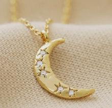 Moon Swarovski Crystal Necklace - Gold