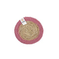 Set of 6 Seagrass & Jute Coasters - Natural/Pink