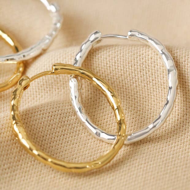 Textured Hoop Earrings Gold