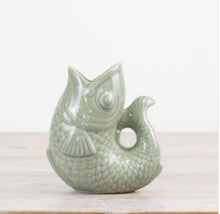 Sage Green Fish Vase /Jug 14cm