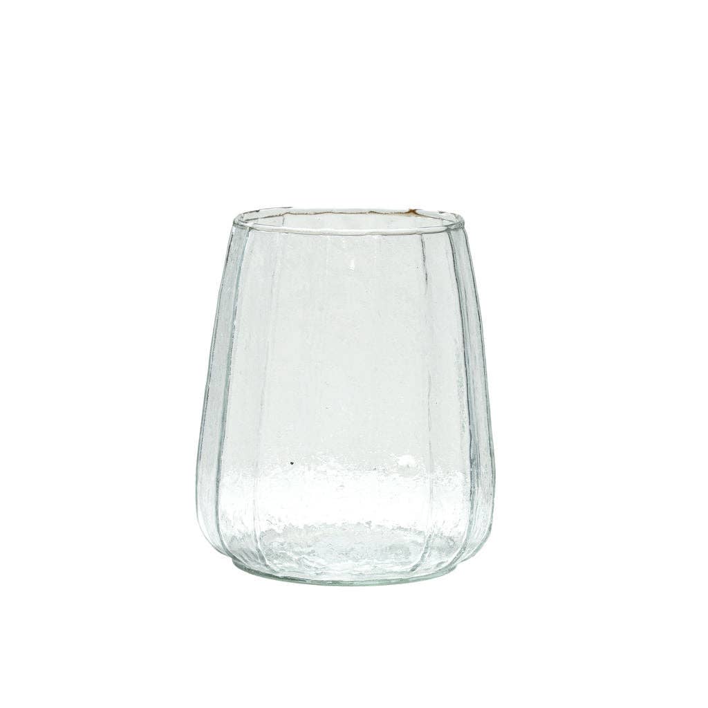 Tabby, Ribbed Short Glass Vase: Brown