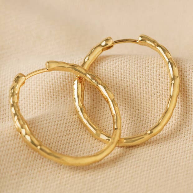 Textured Hoop Earrings:Silver