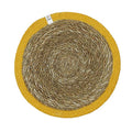 Set of 6 Seagrass & Jute Tablemats - Natural/Yellow