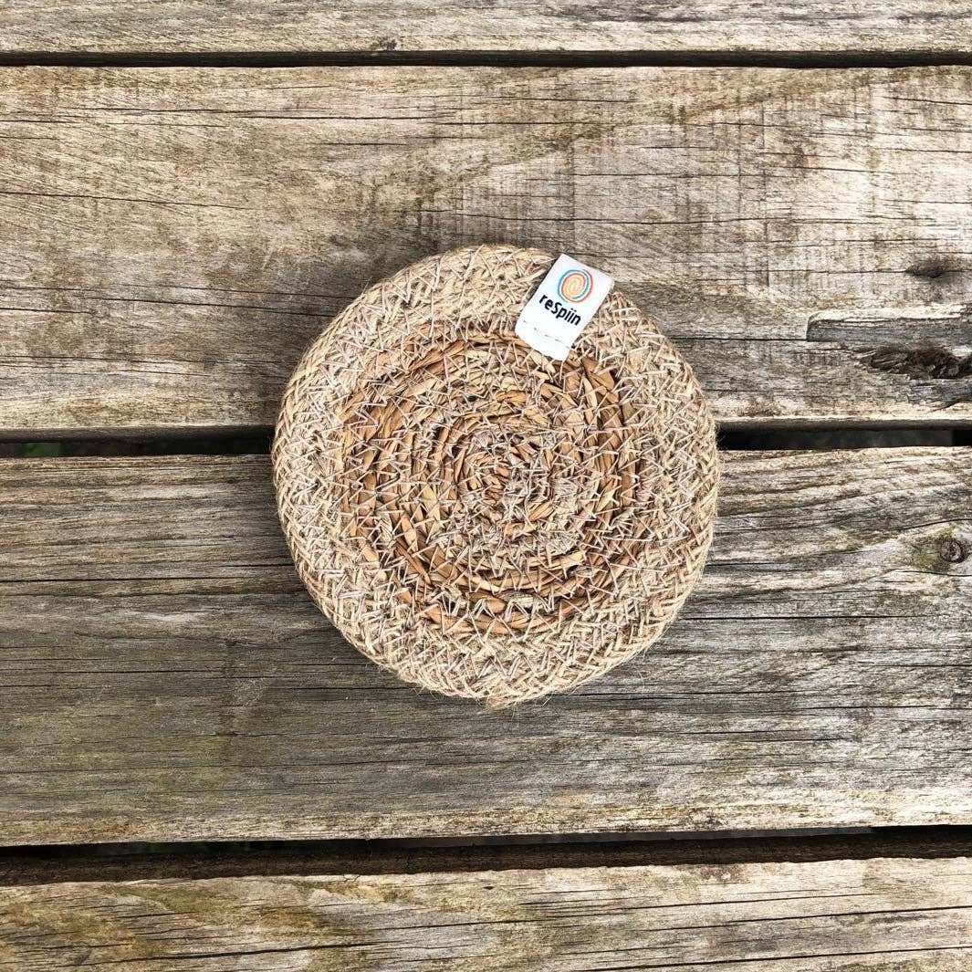 Set of 6 Seagrass & Jute Coasters - Natural/Natural