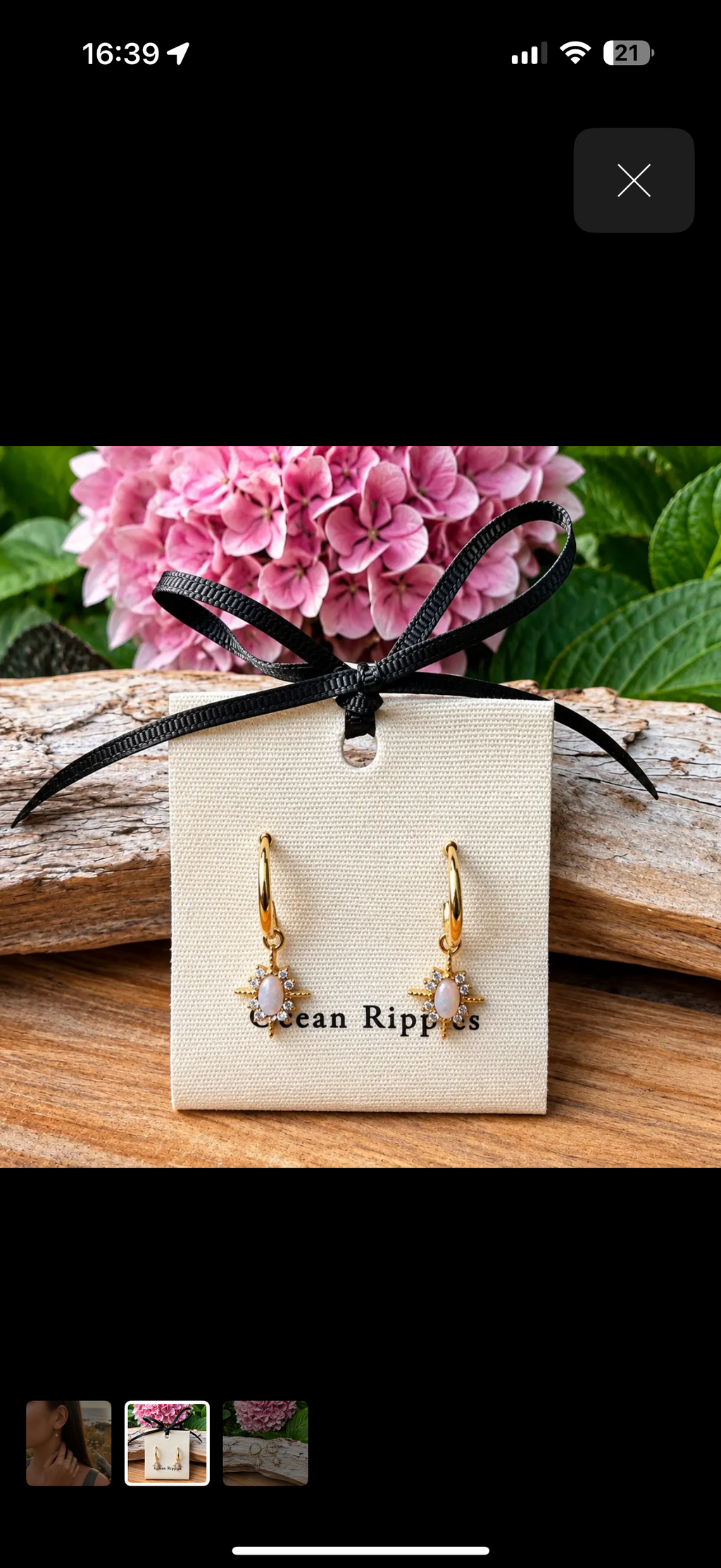 Opalite Sunburst Gold Huggie Earrings