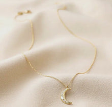 Moon Swarovski Crystal Necklace - Gold