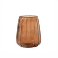 Tabby, Ribbed Short Glass Vase: Brown