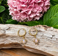 Opalite Sunburst Gold Huggie Earrings
