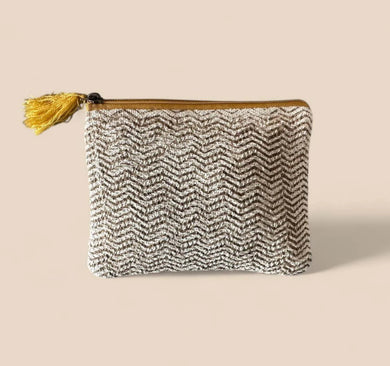 Velvet Block Print Make Up Pouch