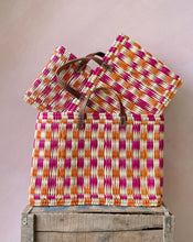 Woven Reed Basket - Pink / Orange