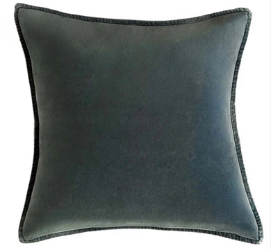 Olive Stonewashed Velvet Cushion