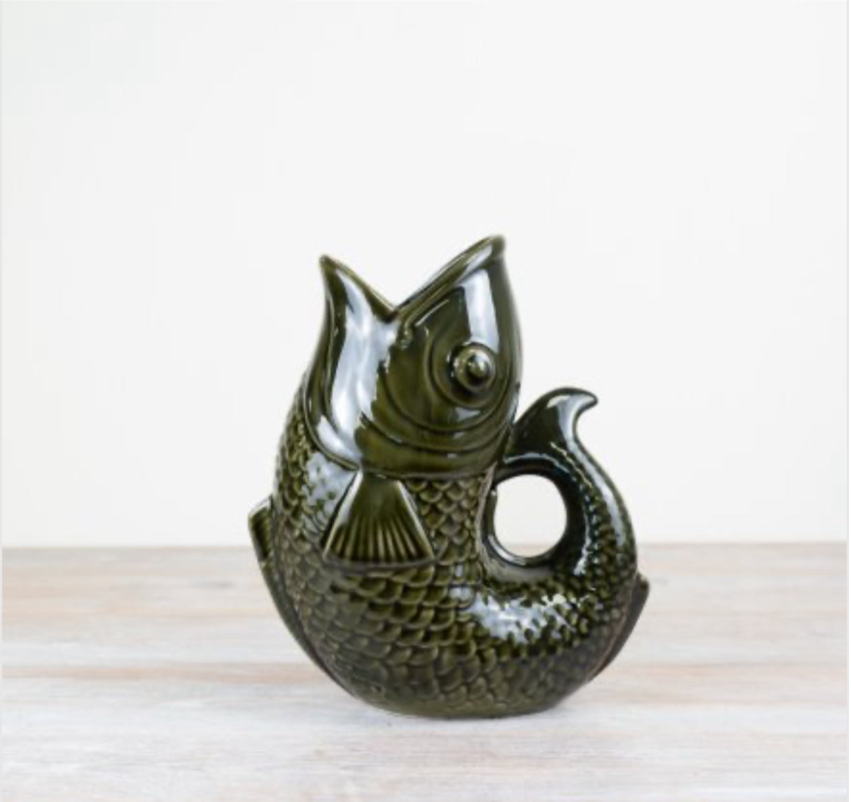 Dark Green Fish Vase /Jug 24cm