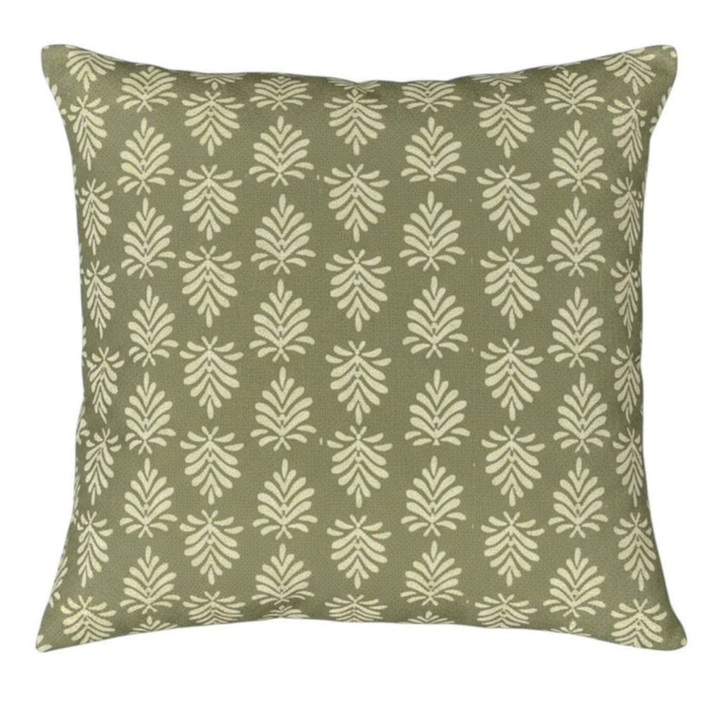 Moss  Leaf Block Print Cushion