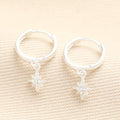 Tiny Star Charm Huggie Hoop Earrings in Silver