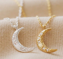 Moon Swarovski Crystal Necklace - Gold