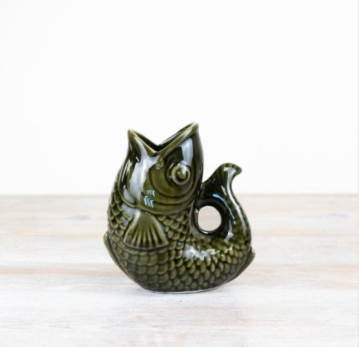 Dark Green Fish Vase /Jug 14cm