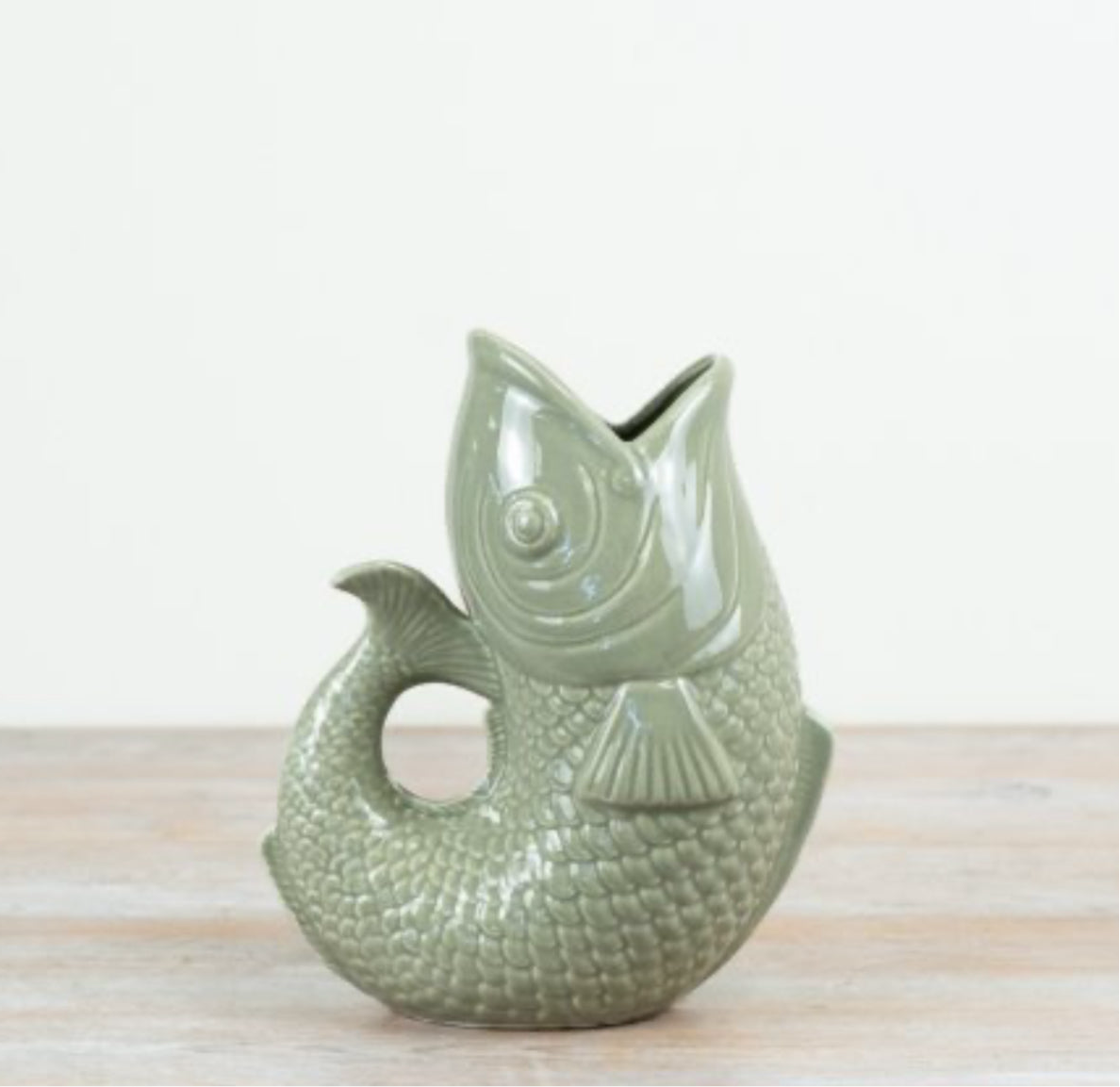 Sage Green Fish Vase /Jug 24cm