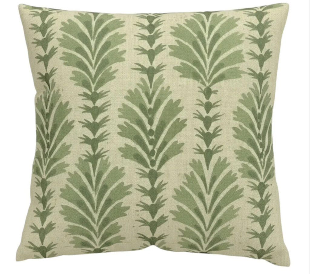 Pampas Green Block Print Cushion