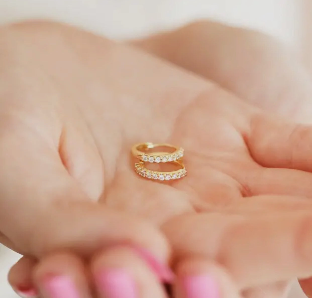 Crystal Huggie Hoop in Gold