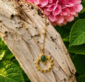 18ct Gold Stainless Steel Green Emerald Necklace