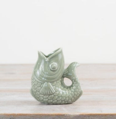 Sage Green Fish Vase /Jug 10cm