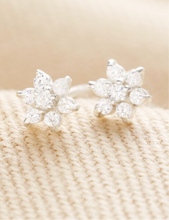 Gold Crystal Star Flower Earrings