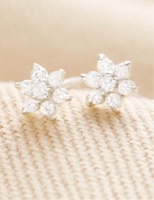 Gold Crystal Star Flower Earrings