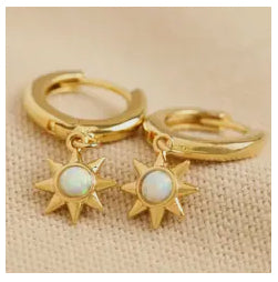 Opal Sun Huggie Hoop Earrings