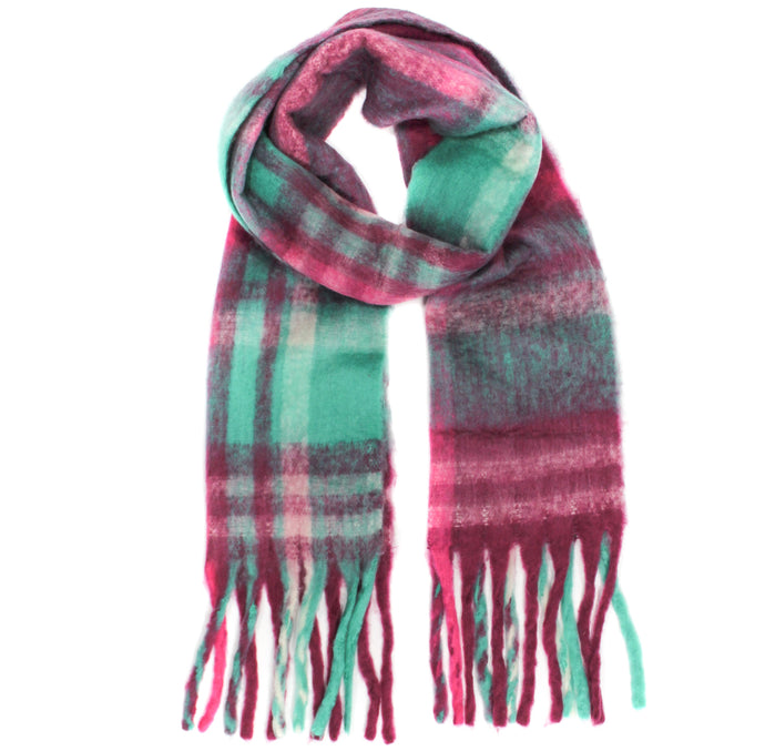 Pink Green Check Blanket Scarf
