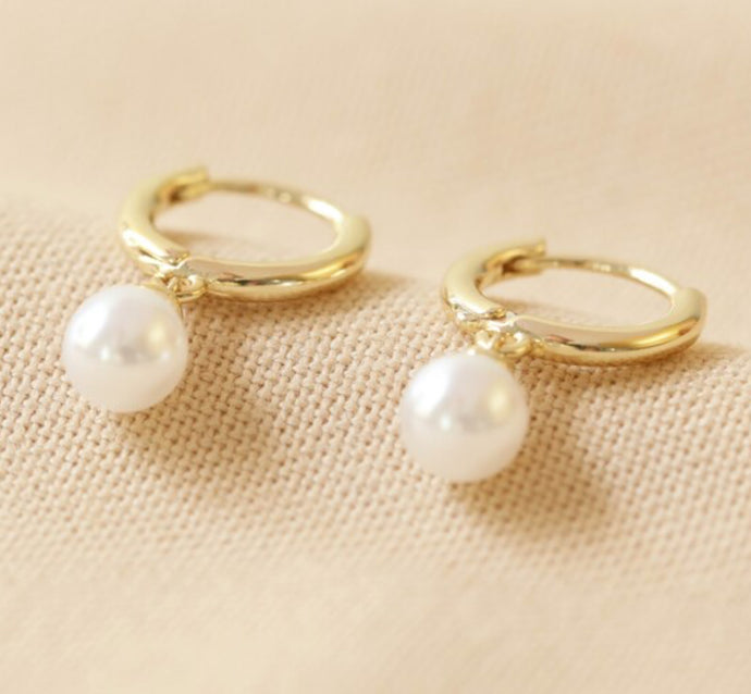 Glass Pearl Gold Earrings