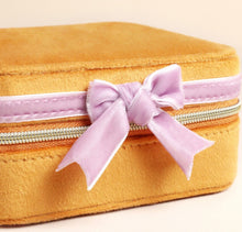 Velvet Bow Jewellery Case  - Mustard Pink