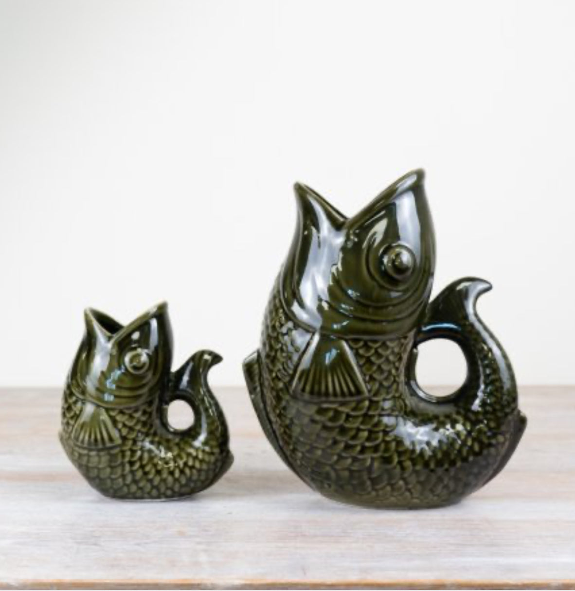 Dark Green Fish Vase /Jug 24cm
