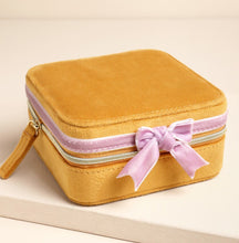 Velvet Bow Jewellery Case  - Mustard Pink