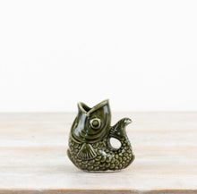 Dark Green Fish Vase /Jug 10cm