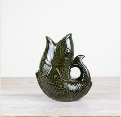 Dark Green Fish Vase /Jug 24cm