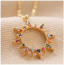 Crystal Sunburst Gold Necklace