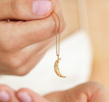 Moon Swarovski Crystal Necklace - Gold
