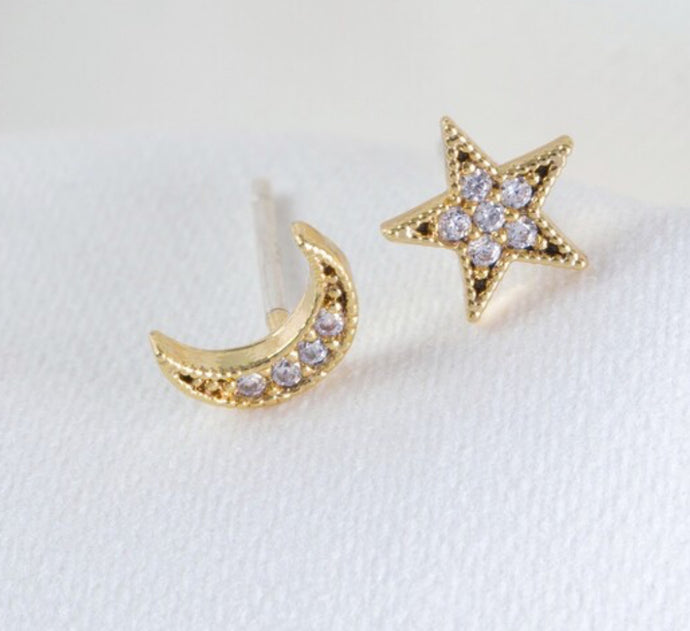 Moon & Star Crystal  Earrings