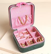 Velvet Bow Jewellery Case  - Green Pink