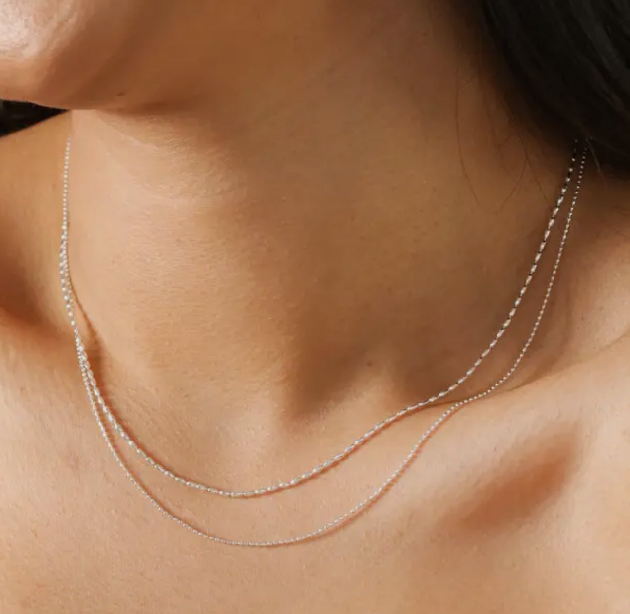 Silver Double Chain Necklace
