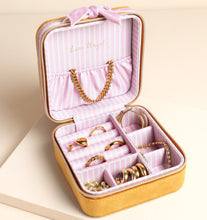 Velvet Bow Jewellery Case  - Mustard Pink