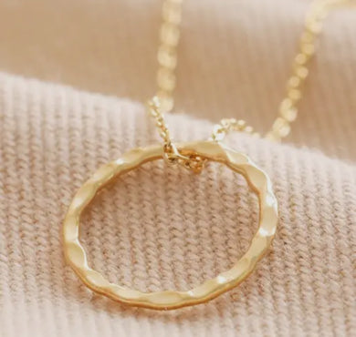 Gold Hammered Halo Necklace
